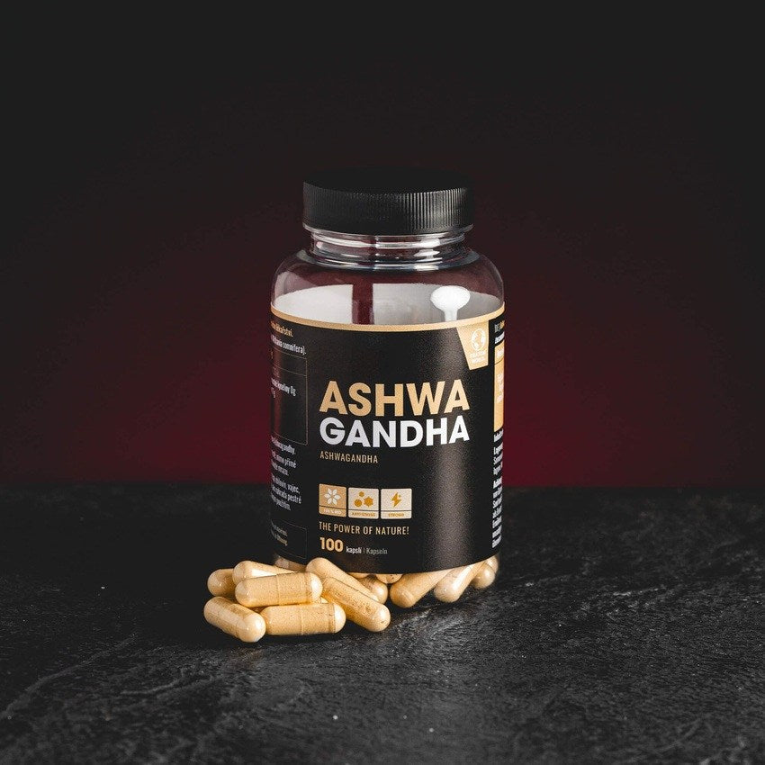 Capsule cu ashwagandha Less Stress de la Kratom World, prezentate în ambalajul original