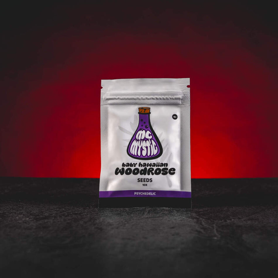 Semințe Baby Hawaiian Woodrose de la Kratom World, prezentate în ambalajul original