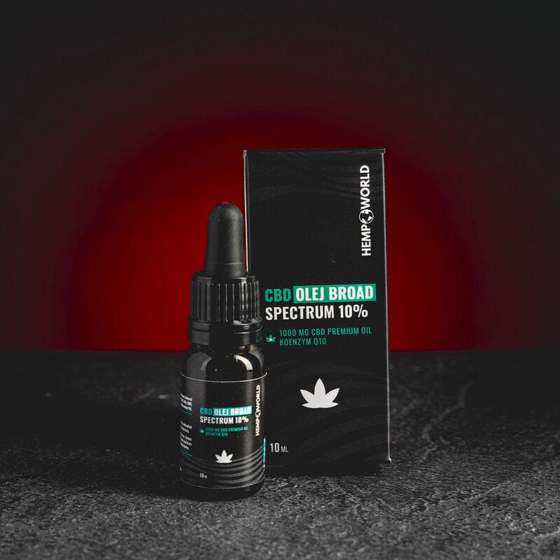 Ulei CBD Broad Spectrum 10% de la Kratom World, prezentat în ambalajul original