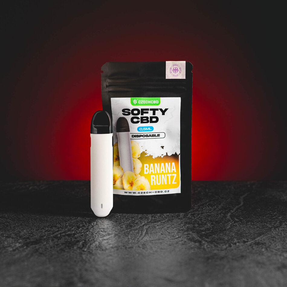 Set vape Softy CBD Banana Runtz cu lichid CBD de 0,5 ml