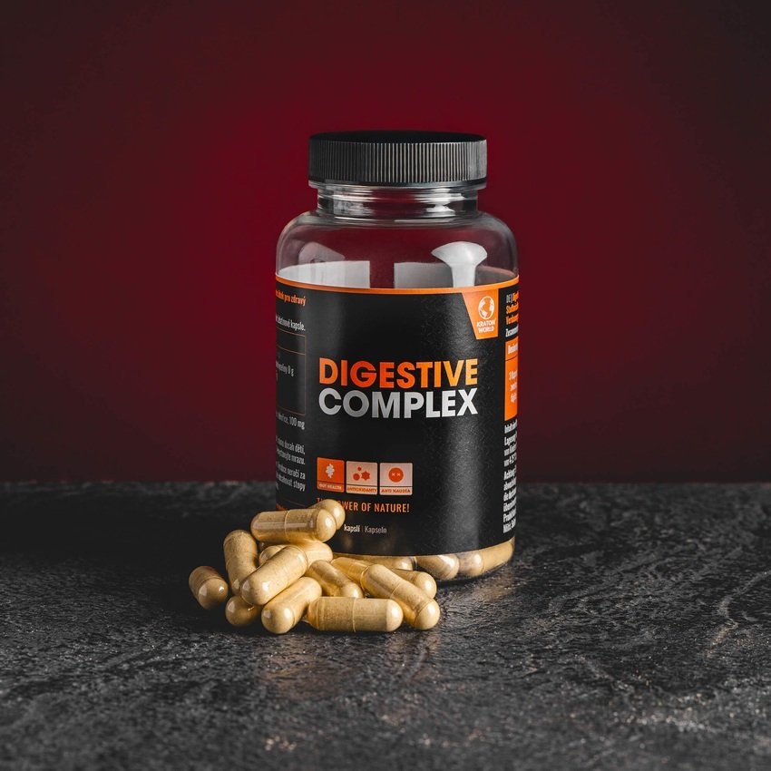 Complex digestiv de la Kratom World, prezentat în ambalajul original