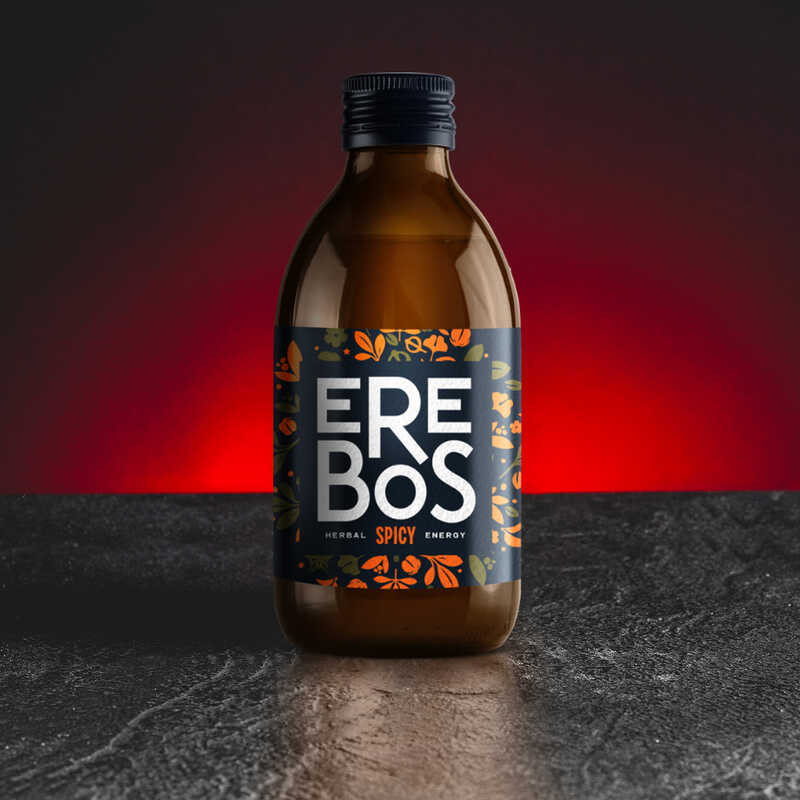 Băutură Erebos Spicy de la Kratom World, prezentată în ambalajul original