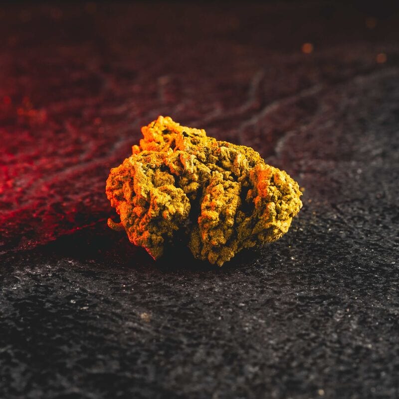 Detaliu al florilor Golden Buds de la Kratom World, cu aspect auriu