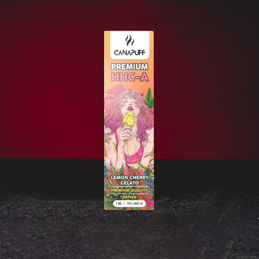Vape HHCa Lemon Cherry Gelato de la Kratom World, cu aromă de lămâie și cireșe