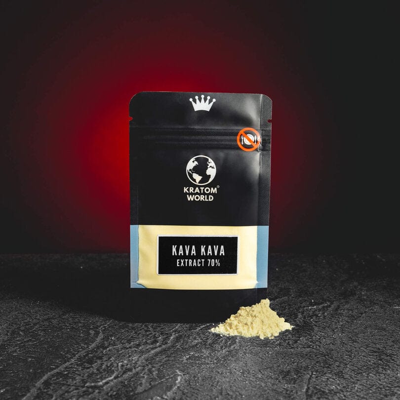 Extract de Kava Kava 70% de la Kratom World, prezentat în ambalajul original