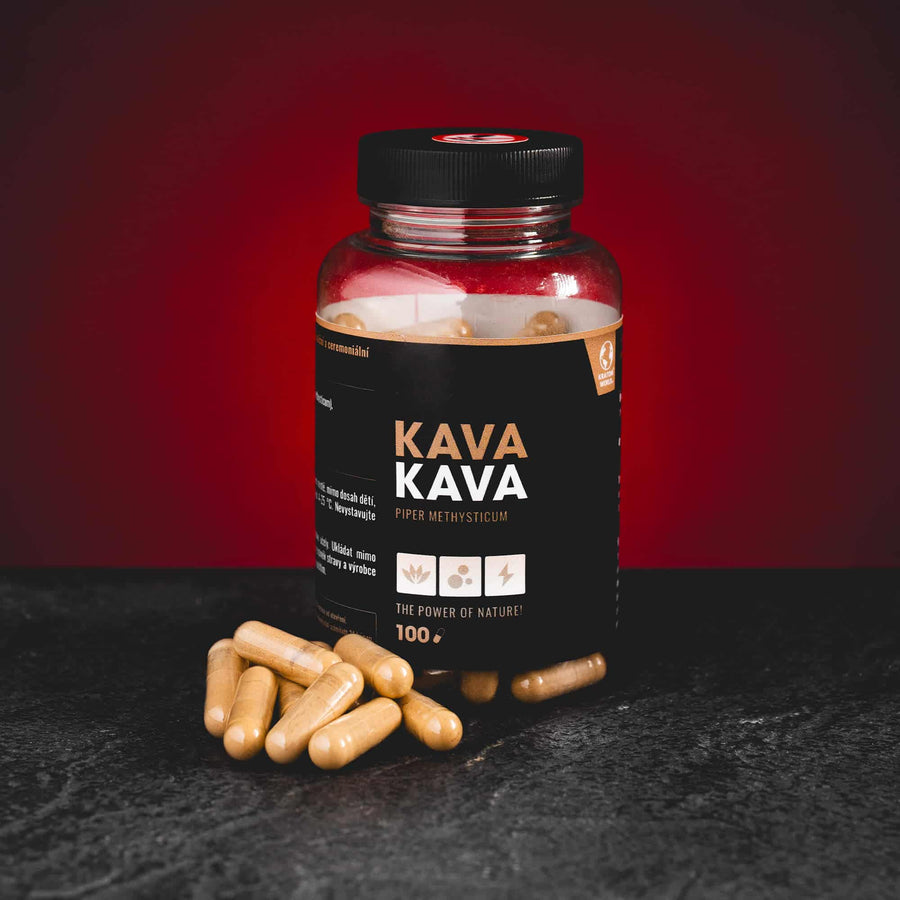 Capsule Kava Kava cu Piper methysticum de la Kratom World, prezentate în ambalajul original