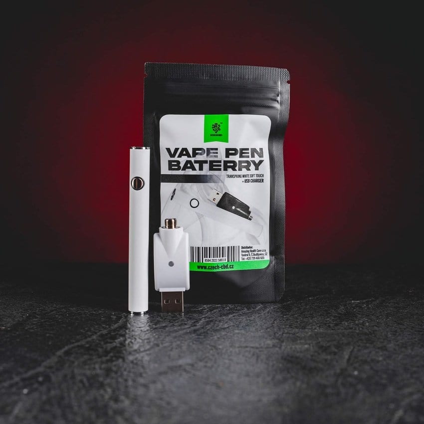 Baterie albă Kratom World pentru cartușe cu filet 510, compatibilă cu vape pen