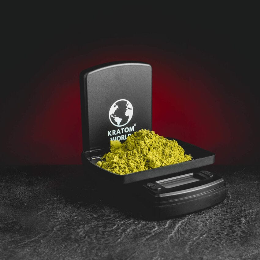 Cântar de buzunar Kratom World pentru cântărirea precisă în grame și miligrame