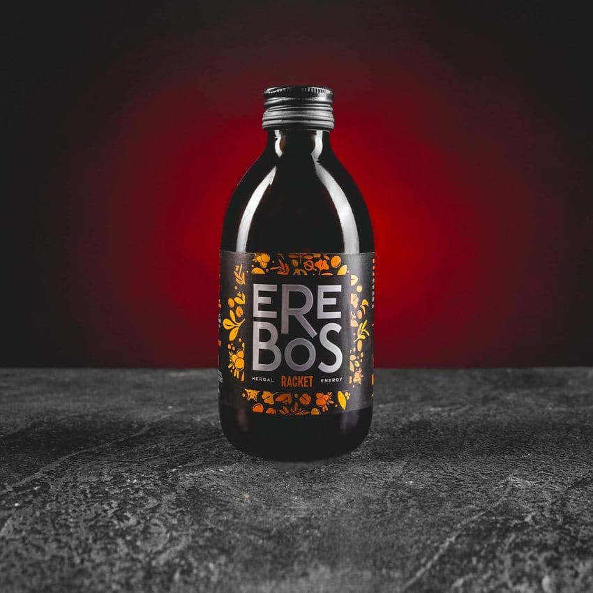 Băutură energizantă Erebos de la Kratom World cu mate, guarana, plante și cătină
