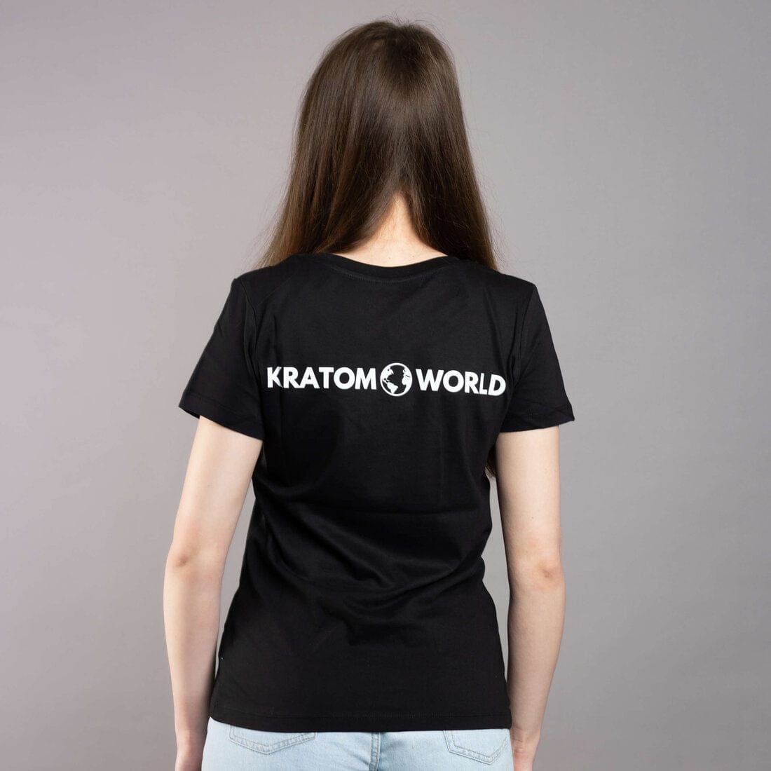 Îmbrăcăminte verde Kratom World pentru femei, vedere din spate
