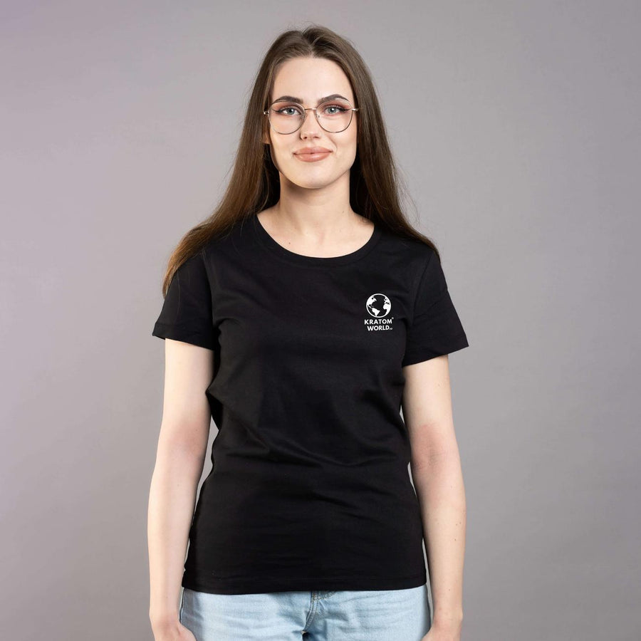 Tricou verde pentru femei de la Kratom World, prezentat din față