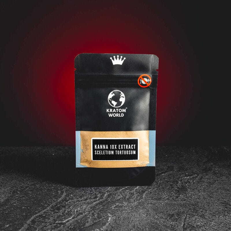 Extract 10X de Kanna Sceletium tortuosum de la Kratom World, prezentat în ambalajul original
