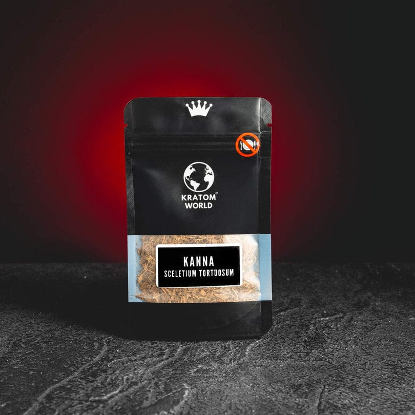 Kanna mărunțită Sceletium tortuosum de la Kratom World, prezentată pentru prepararea ceaiului