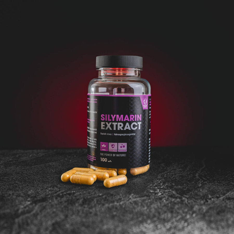 Extract de silimarină din armurariu de la Kratom World, prezentat ca supliment alimentar pentru ficat