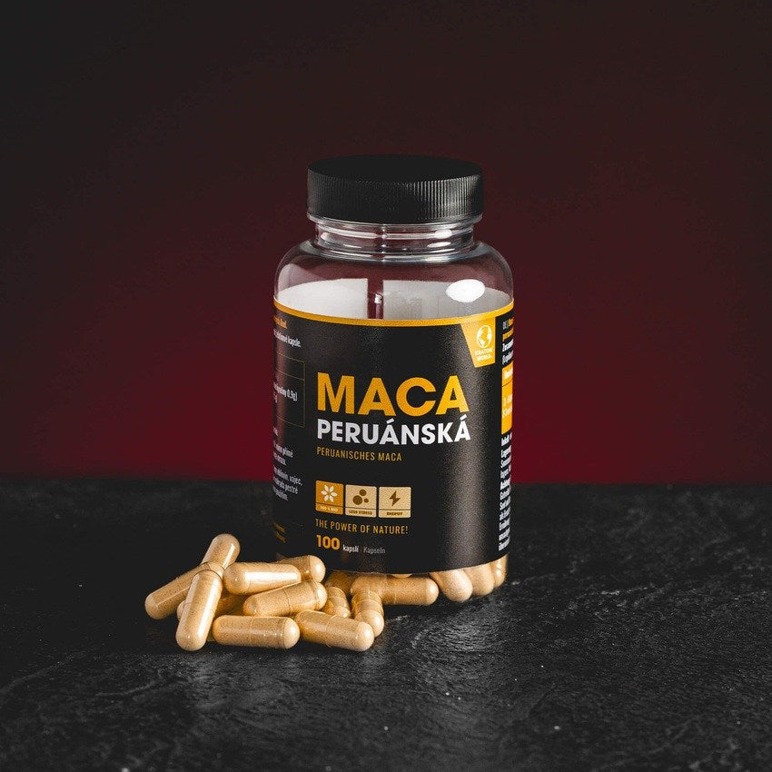 Capsule cu maca peruană de la Kratom World, prezentate în ambalajul original
