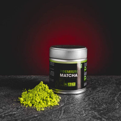 Ceai verde Matcha Premium de la Kratom World, prezentat sub formă de pudră fină