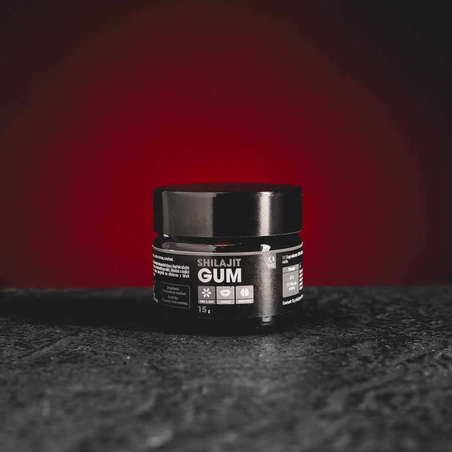 Gumă Shilajit de la Kratom World, prezentată în ambalajul original