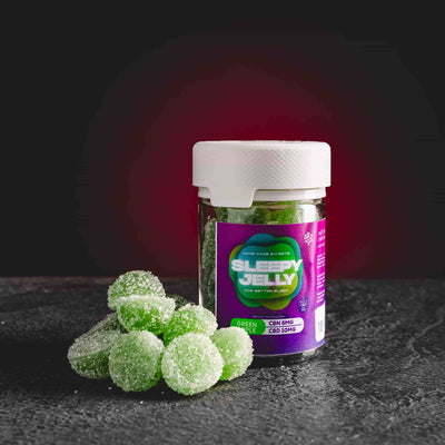 Bomboane gelificate Sleep Jelly Green Apple cu CBD de la Kratom World, cu aromă de măr verde