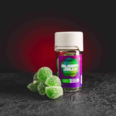 Bomboane gelificate Sleepy Jelly Green Apple S cu CBD de la Kratom World, cu aromă de măr verde