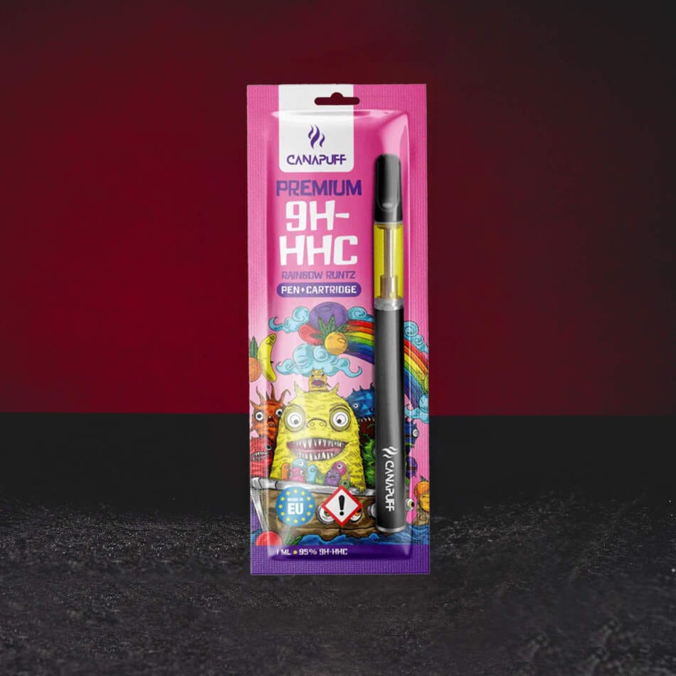 Set Vape 9H-HHC 95% 1ml Kratom World Rainbow Runtz cu profil de ananas și diesel, aromă premium