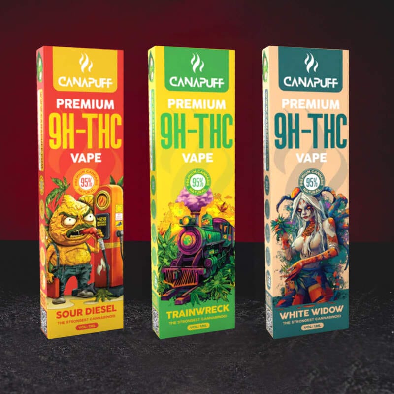 9H-TH Vape 95% 1ml Kratom World Sour Diesel, Trainwreck și White Widow, fotografie de grup