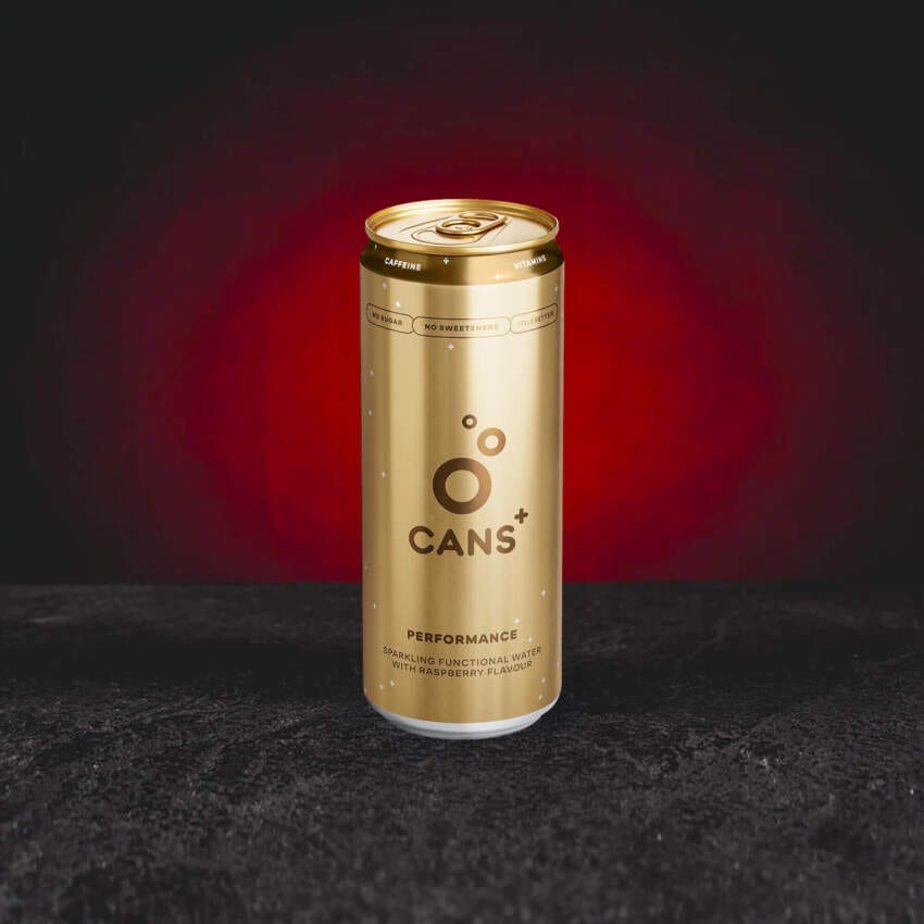 CANS+ Performance Kratom World cu zmeură, băutură funcțională carbogazoasă fără zahăr cu cofeină, L-teanină, vitamine B și magneziu pentru energie și concentrare