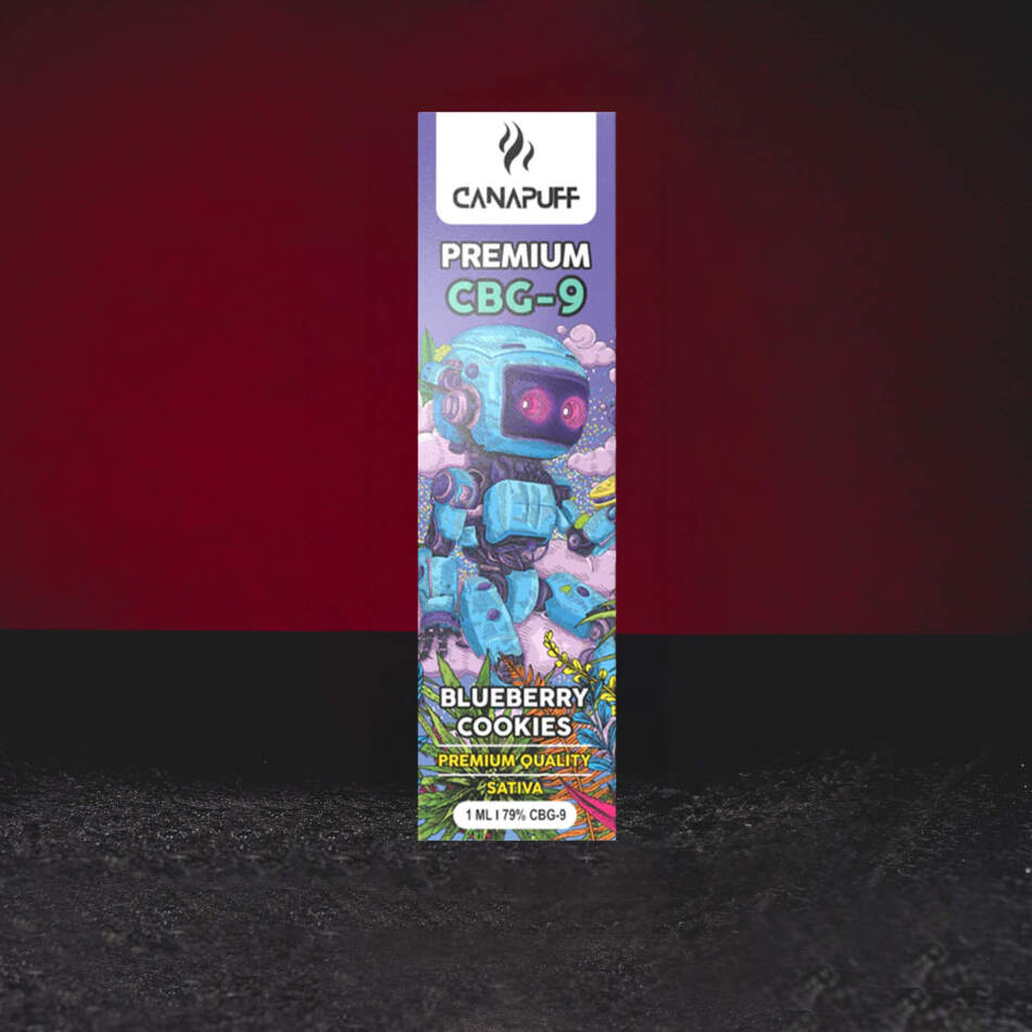 CBG9 Vape Pen 79% 1ml Kratom World Blueberry Cookies cu profil de afine și biscuiți, aromă premium