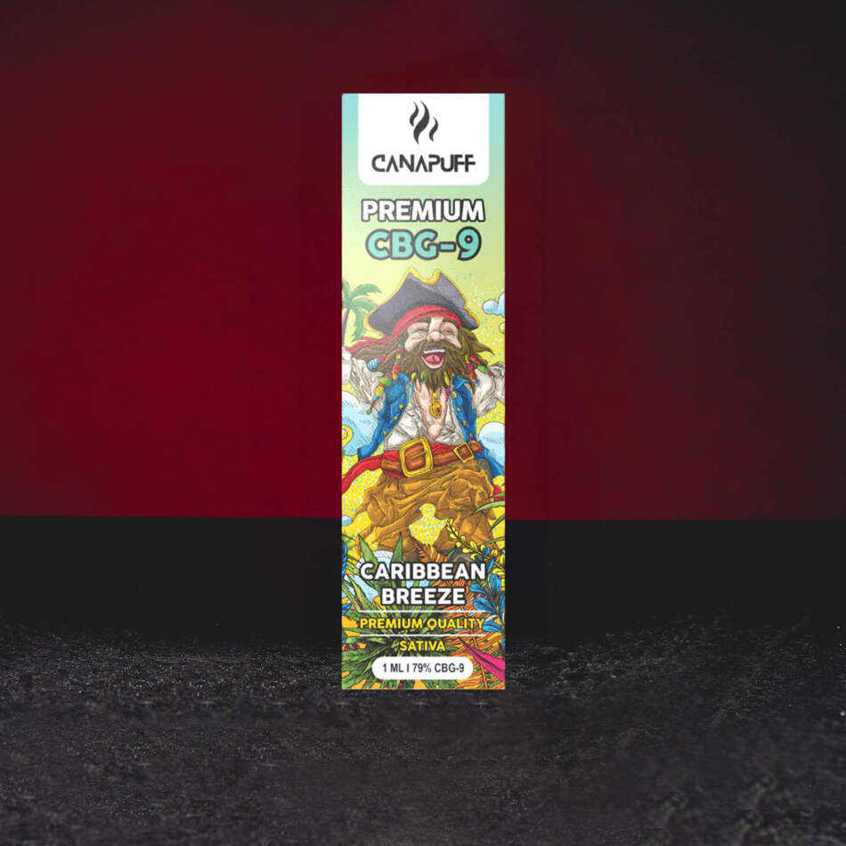 CBG9 Vape Pen 79% 1ml Kratom World Caribbean Breeze cu profil de fructe tropicale și aromă premium