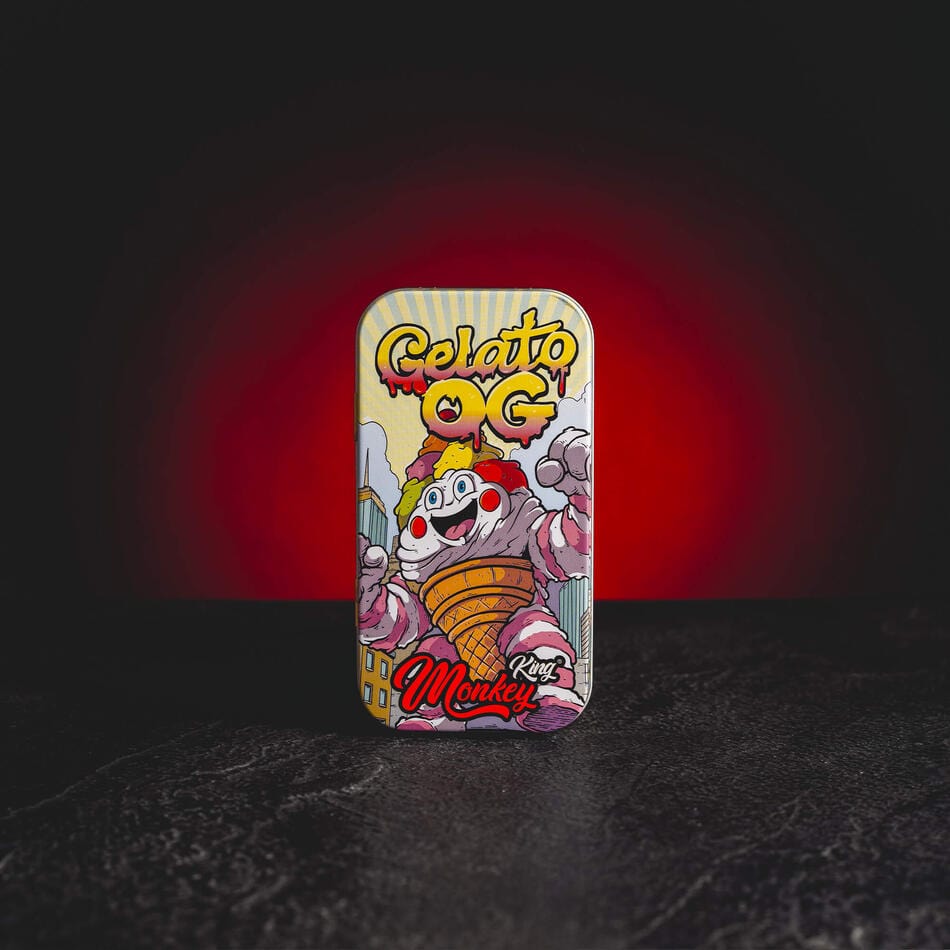 Monkey King Box Gelato Kratom World, cutie metalică cu motiv Gelato