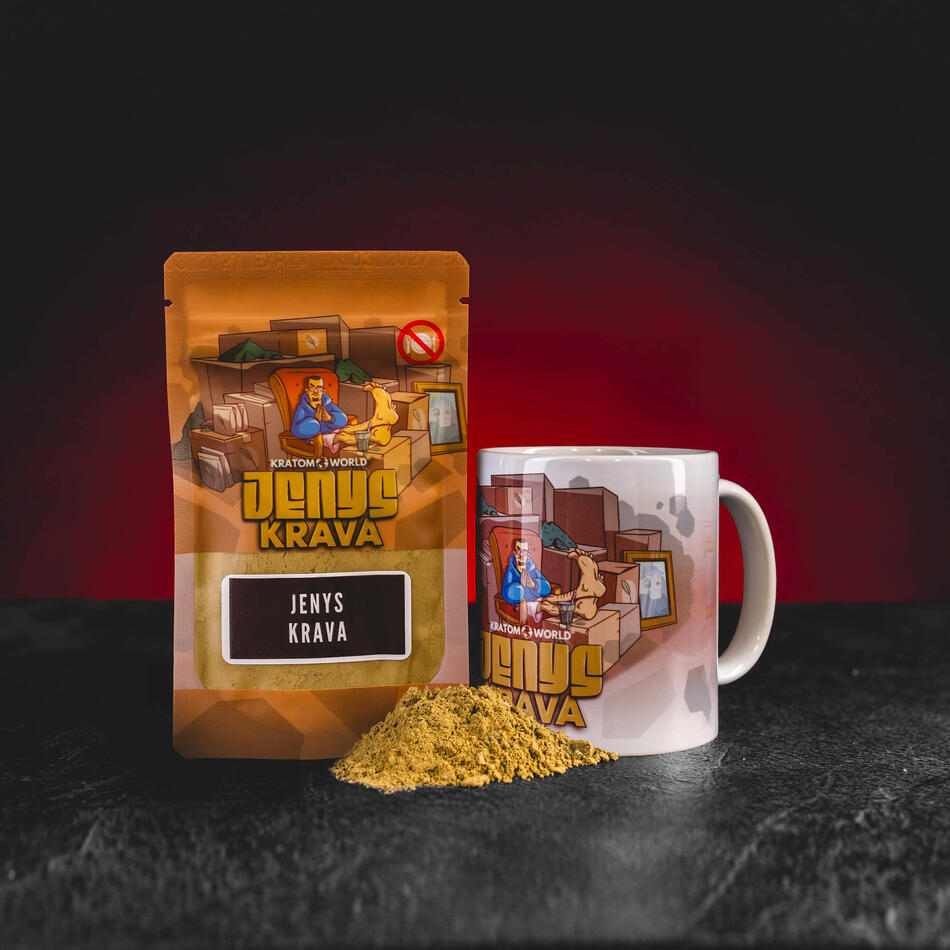 Jenys Kráva Kratom World, detail cană de 350 ml cu motiv vacă