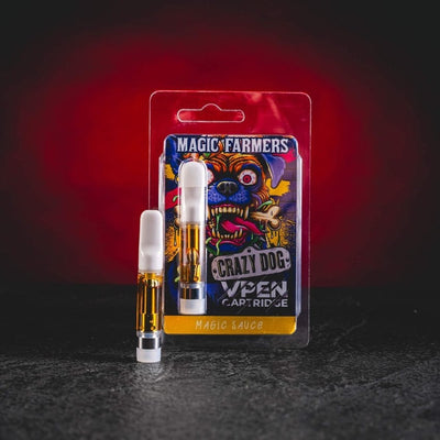 Cartuș de vape premium 1ml Crazy Dog cu o aromă intensă și un profil distinctiv pentru o experiență fină și confortabilă. cartuș magic farmers crazy dog ​​la vânzare la kratomworld