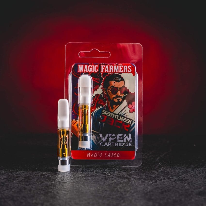 Cartuș premium de țigară electronică Samurai Jack de 1 ml, cu o aromă completă și energică și un profil de gust unic. Cartuș Magic Farmers Samurai Jack, vânzare Kratomworld