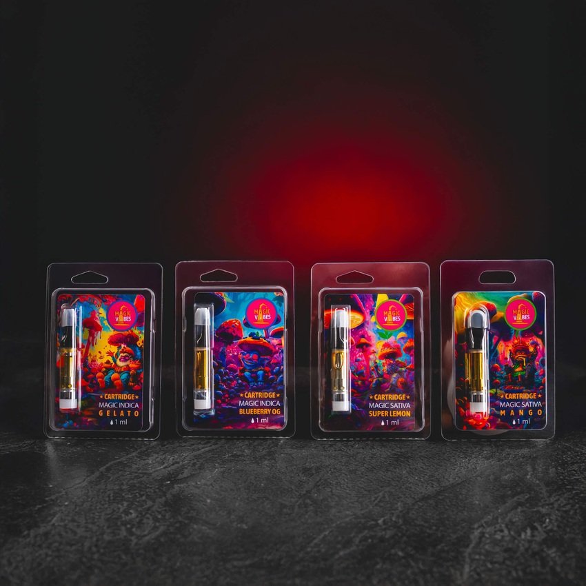Magic Mix Cartridge Kratom World, set cu canabinoizi premium în variantele Gelato, Super Lemon, Blueberry OG și Mango