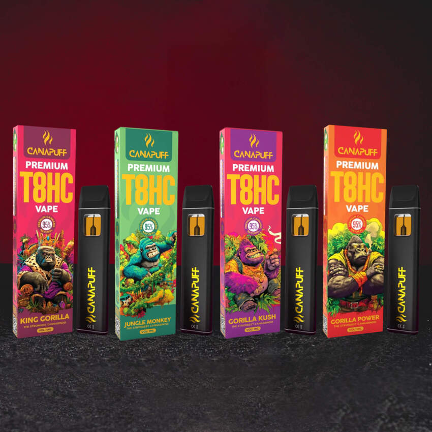 Set T8HC Vape 1ml Kratom World Jungle Monkey și Gorilla Kush, canabinoid nou cu aproximativ 300–400 de pufuri