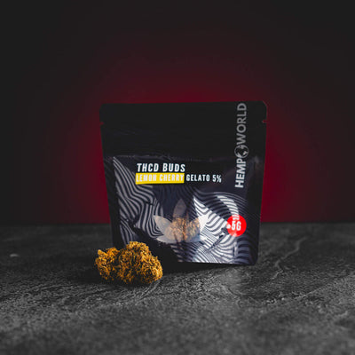 THD Buds Lemon Cherry Gelato Kratom World, flori CBD cu canabinoid și aromă Lemon Cherry Gelato