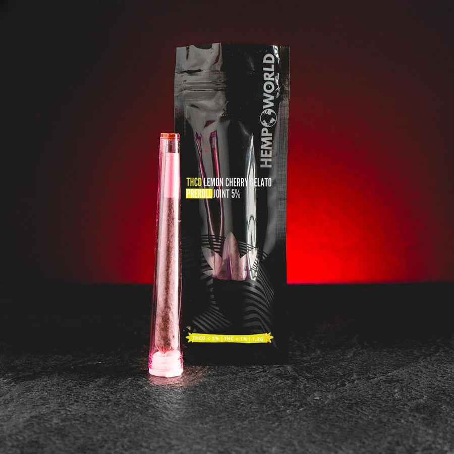 THD Preroll Lemon Cherry Gelato Kratom World, joint preroll cu CBD și canabinoid, aromă Lemon Cherry Gelato