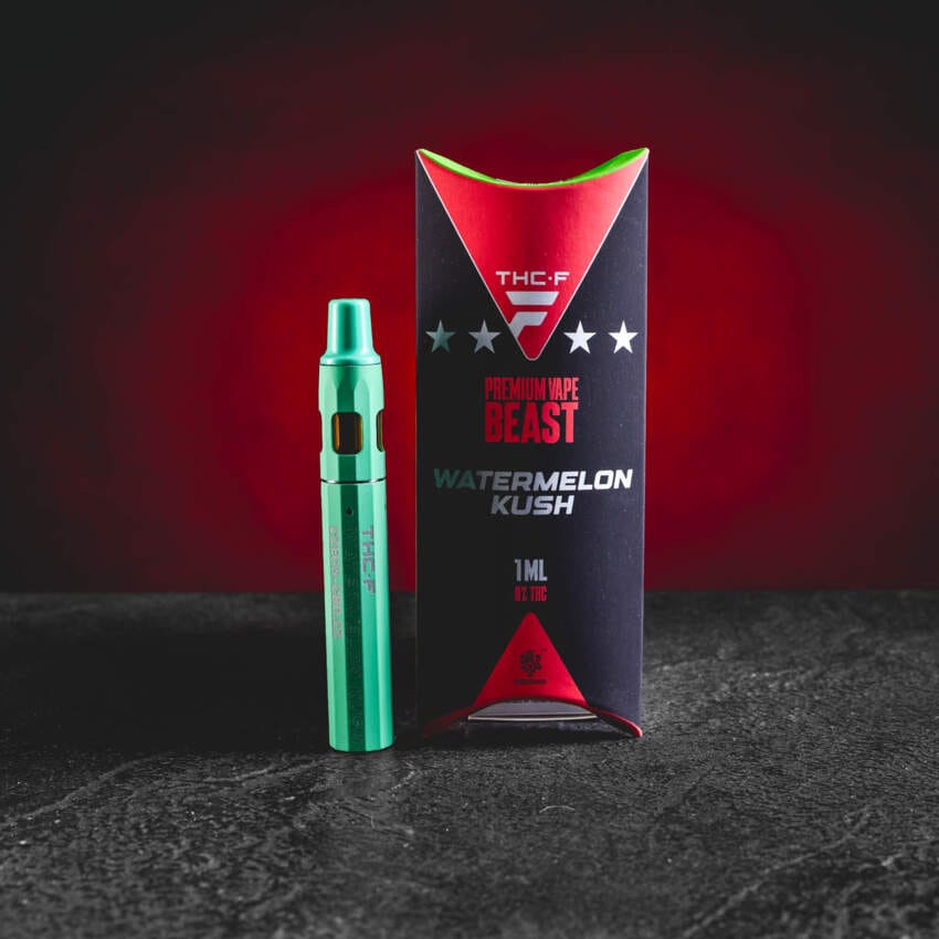 THF Beast Vape de unică folosință Kratom World Watermelon Kush cu aromă de pepene și profil echilibrat