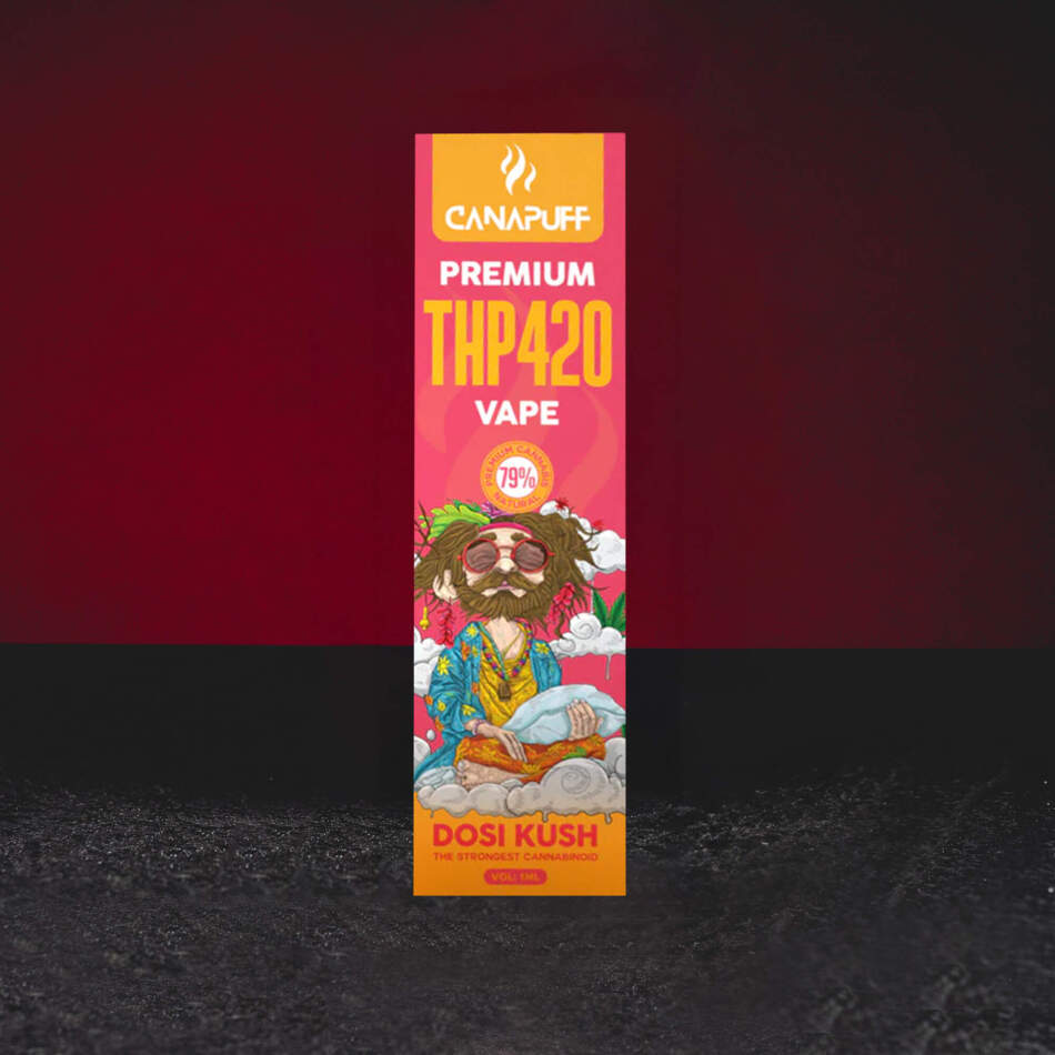 THP420 Vape Pen 79% 1ml Kratom World Dosi Kush cu profil diesel, lămâie și aromă premium