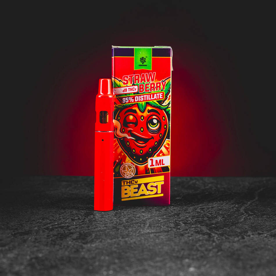 THV Beast Vape Strawberry Kratom World, vape cu aromă de căpșuni pentru chill și euforie