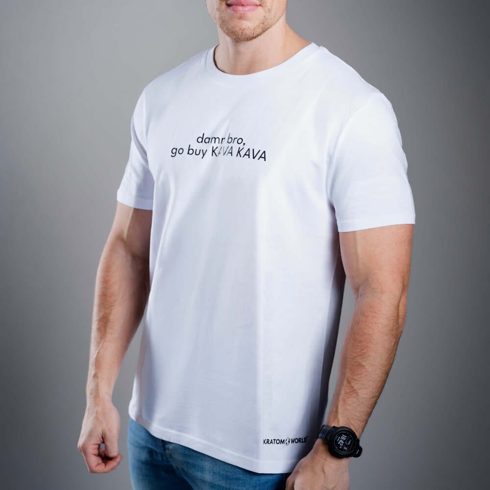 Tricou pentru bărbați Kratom World Damn Bro Go Buy Kava Kava, merch streetwear pentru iubitorii de kratom, detaliu