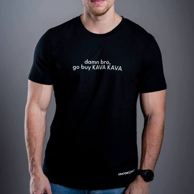Tricou pentru bărbați negru Kratom World Damn Bro Go Buy Kava Kava, merch streetwear pentru iubitorii de kratom