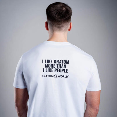 Tricou pentru bărbați Kratom World I Like Kratom More Than I Like People, merch streetwear pentru iubitorii de kratom, partea din spate