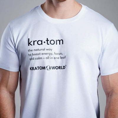 Tricou pentru bărbați Kratom World Kratom The Natural Way, merch streetwear pentru iubitorii de kratom, detaliu de aproape
