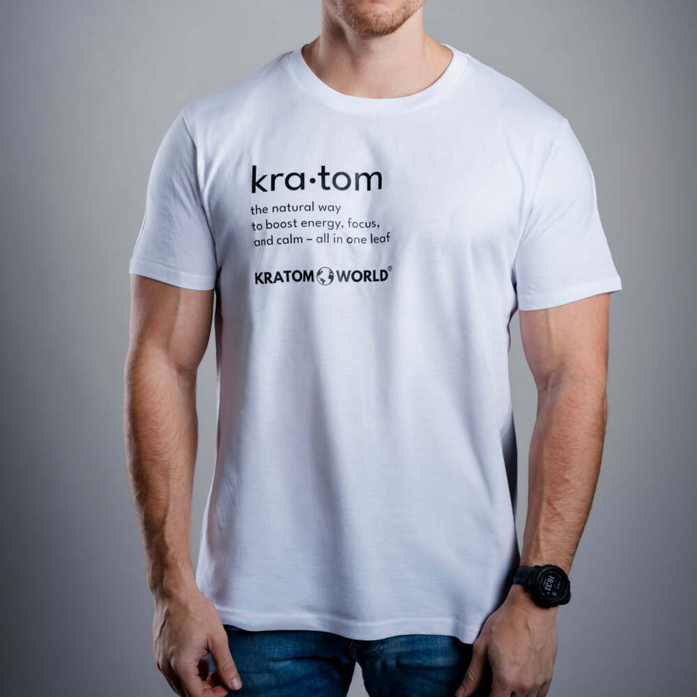 Tricou pentru bărbați Kratom World Kratom The Natural Way, merch streetwear pentru iubitorii de kratom, detaliu