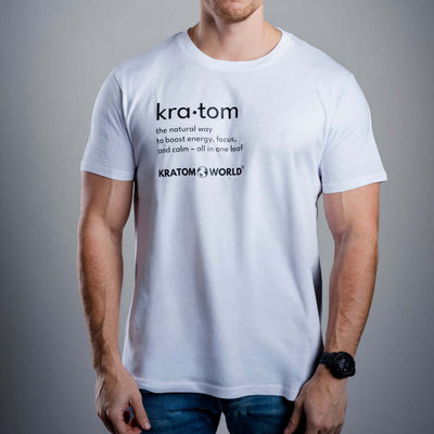Tricou pentru bărbați Kratom World Kratom The Natural Way, merch streetwear pentru iubitorii de kratom, detaliu