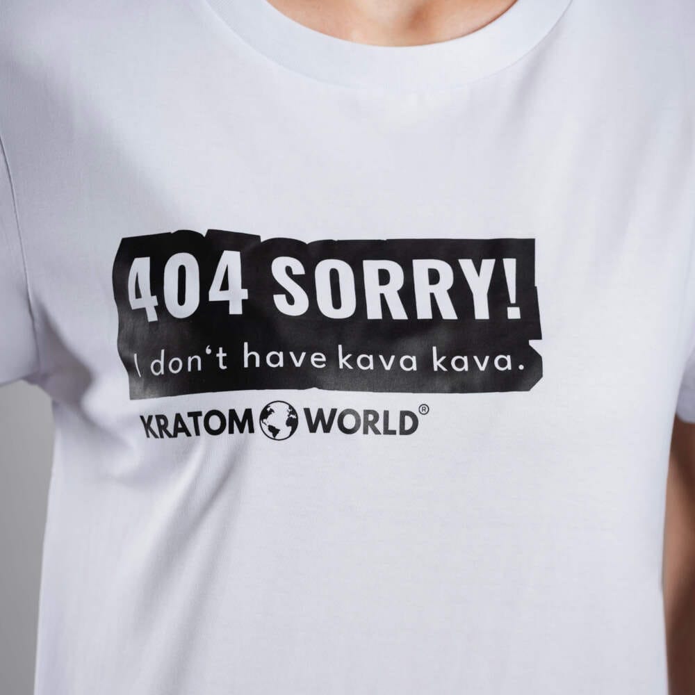 Tricou de damă Kratom World 404 Sorry I Don’t Have Kava Kava, merch streetwear pentru iubitorii de kratom, detaliu de aproape