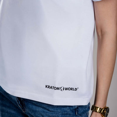 Tricou de damă Kratom World Damn Bro Go Buy Kava Kava, merch streetwear pentru iubitorii de kratom, detaliu de aproape