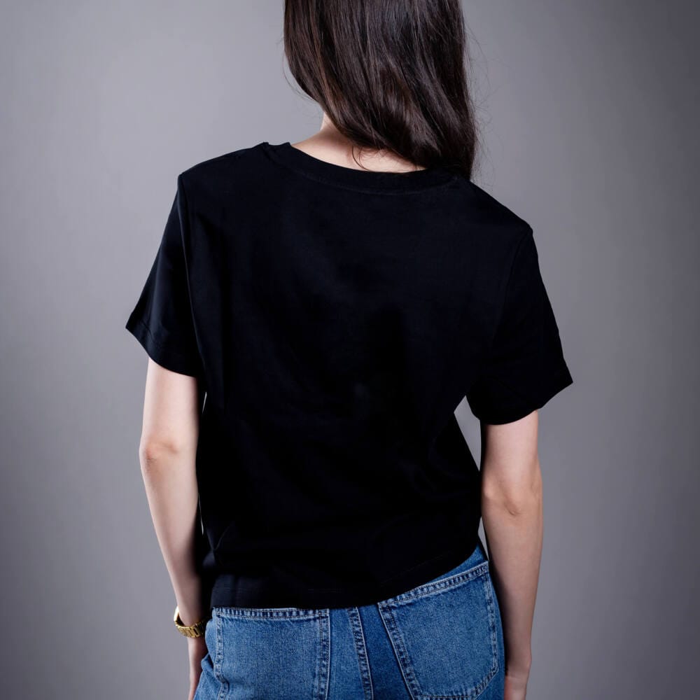 Tricou de damă negru Kratom World Damn Bro Go Buy Kava Kava, merch streetwear pentru iubitorii de kratom, partea din spate