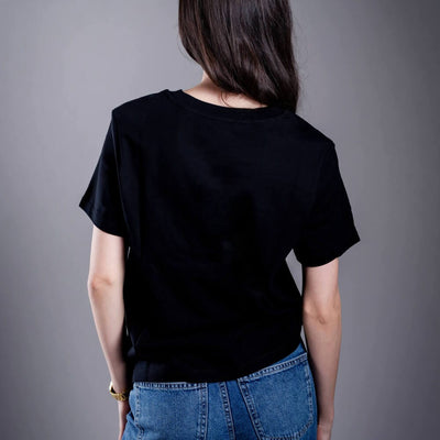 Tricou de damă negru Kratom World Damn Bro Go Buy Kava Kava, merch streetwear pentru iubitorii de kratom, partea din spate