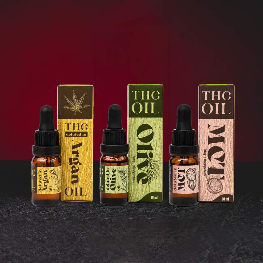 Colecție de uleiuri TH Kratom World 10ml cu ulei de măsline, MCT și argan, fotografie de grup